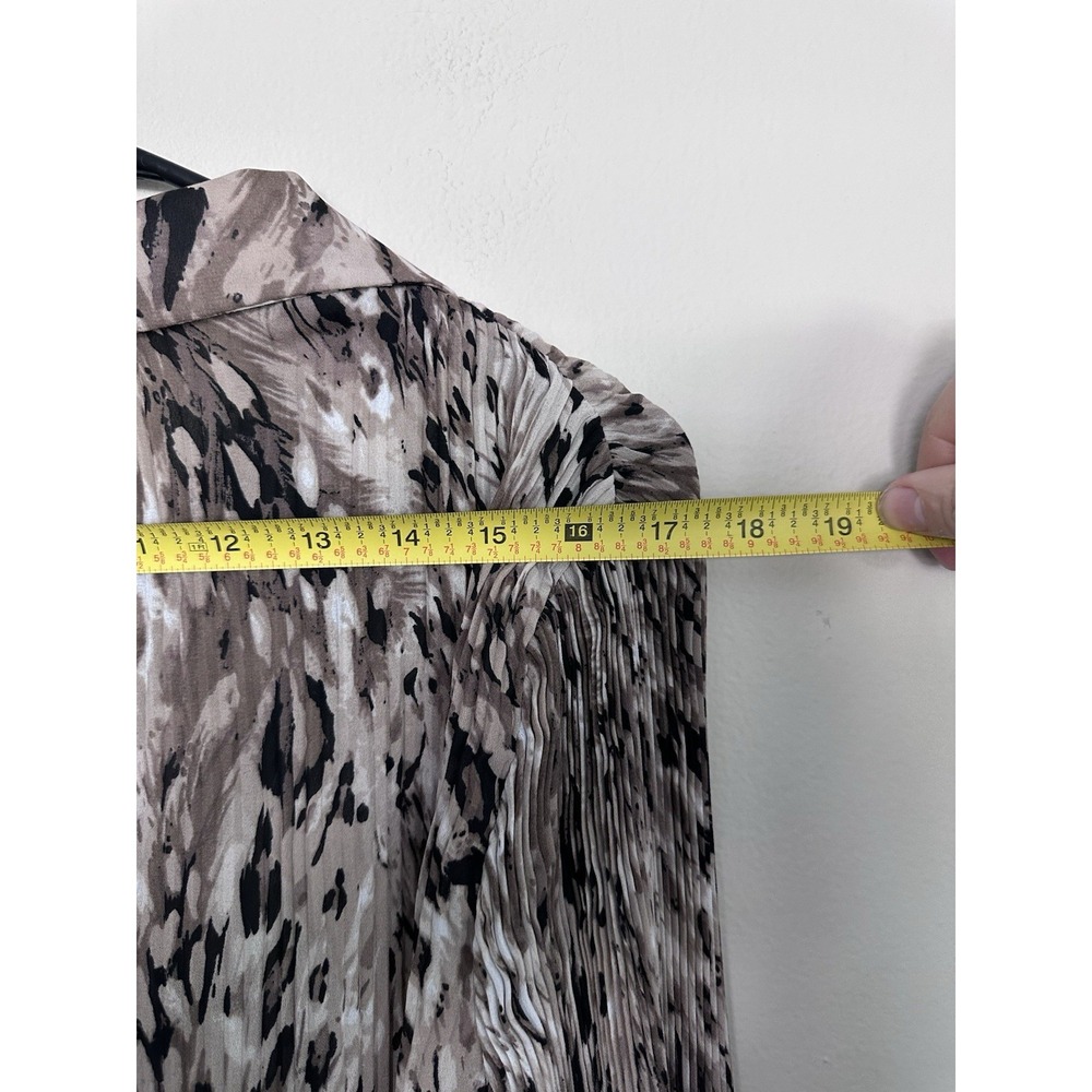 VTG 90s Grunge Leopard Cheetah Black Crinkle Plisse 3/4 Sleeve Shirt Size SMALL - Picture 12 of 14